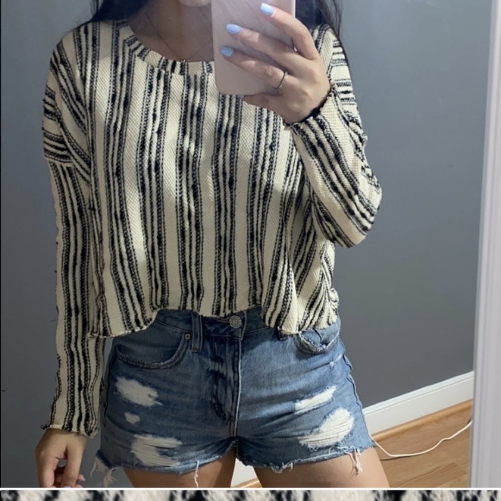 STORIA Striped Cropped Top Medium